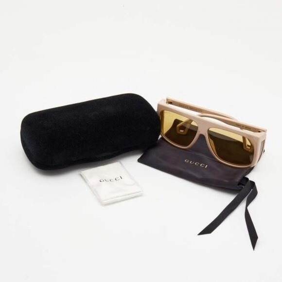 - New Authentic Gucci Gucci Beige GG0467S 005 Rectangular Sunglasses - Picture 4 of 13